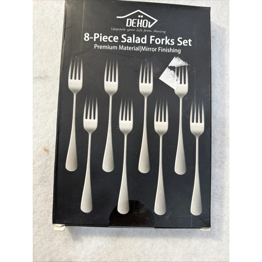 DEHOV 8-Piece Salad Forks Premium Stainless Steel Mirror Finish